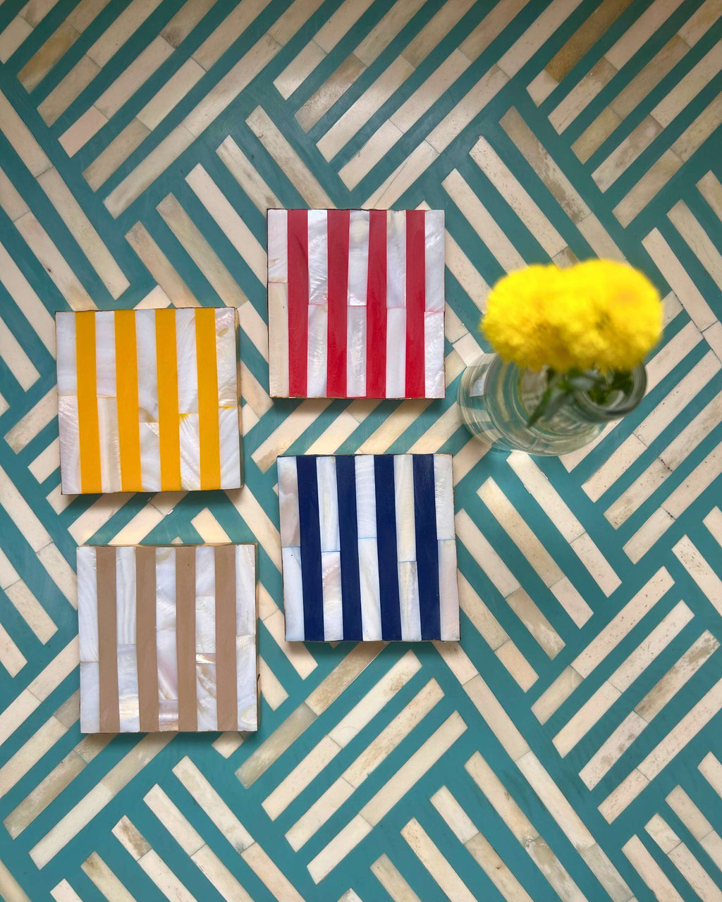 Mother of Pearl Stripe Coasters – Set of 4