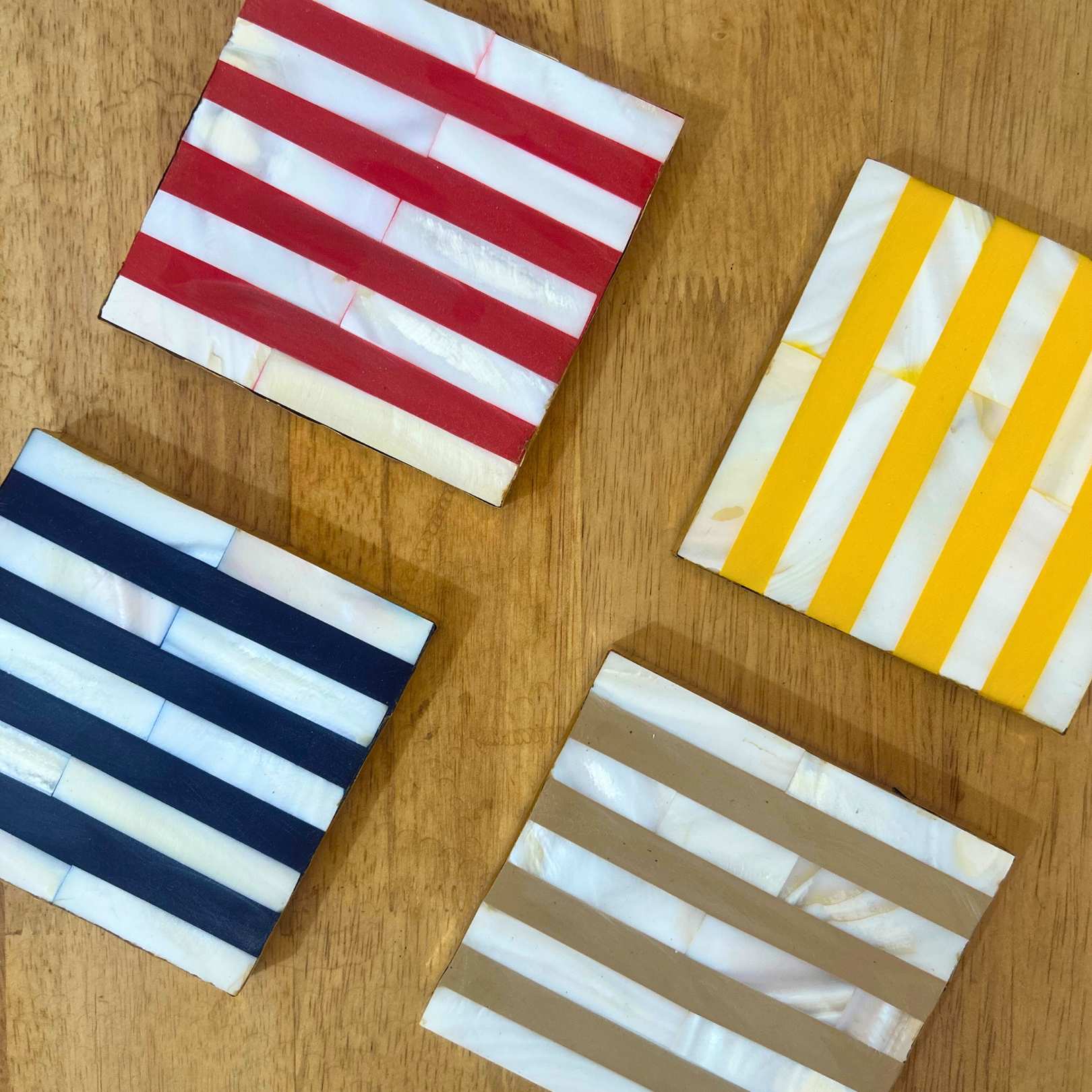 Mother of Pearl Stripe Coasters – Set of 4