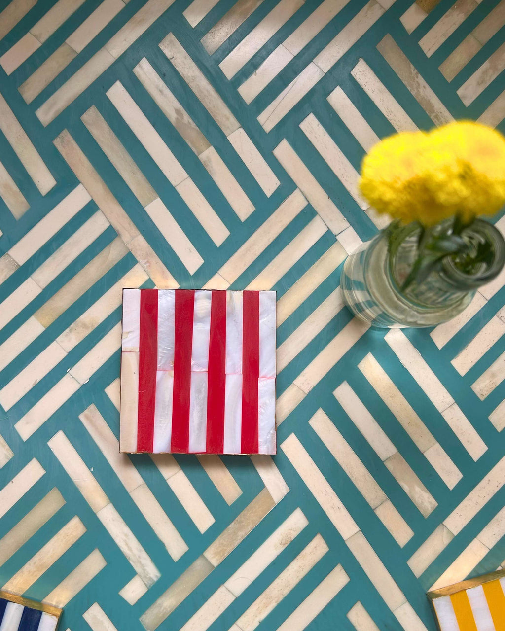 Mother of Pearl Stripe Coasters – Set of 4