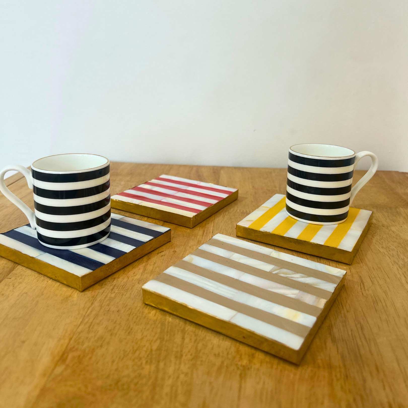 Mother of Pearl Stripe Coasters – Set of 4