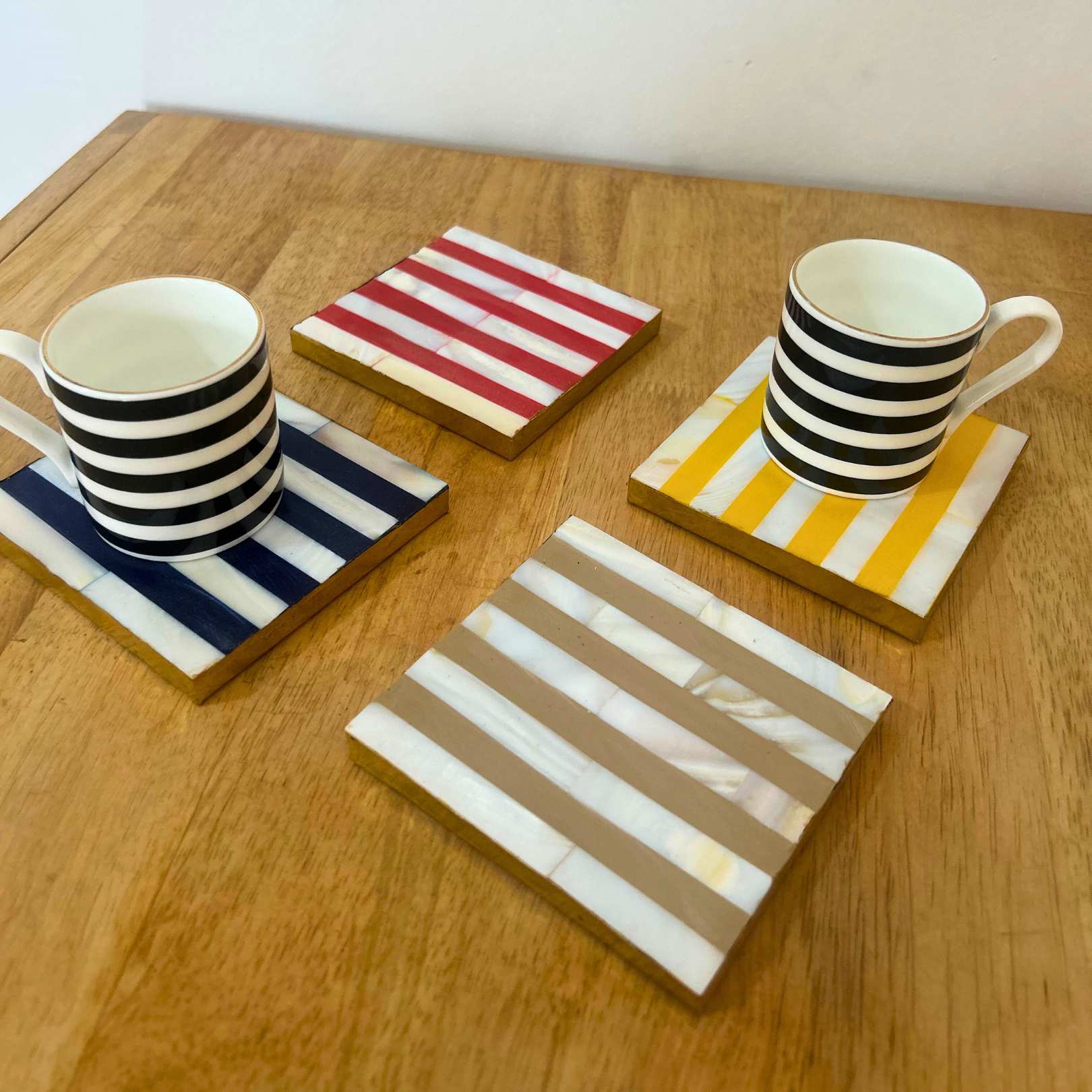 Mother of Pearl Stripe Coasters – Set of 4