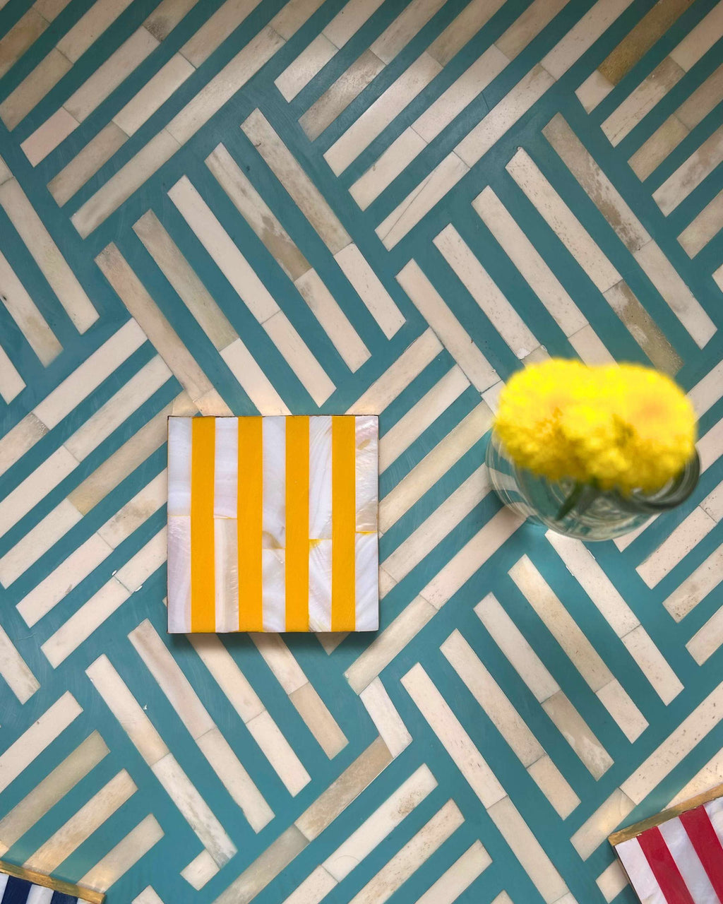 Mother of Pearl Stripe Coasters – Set of 4