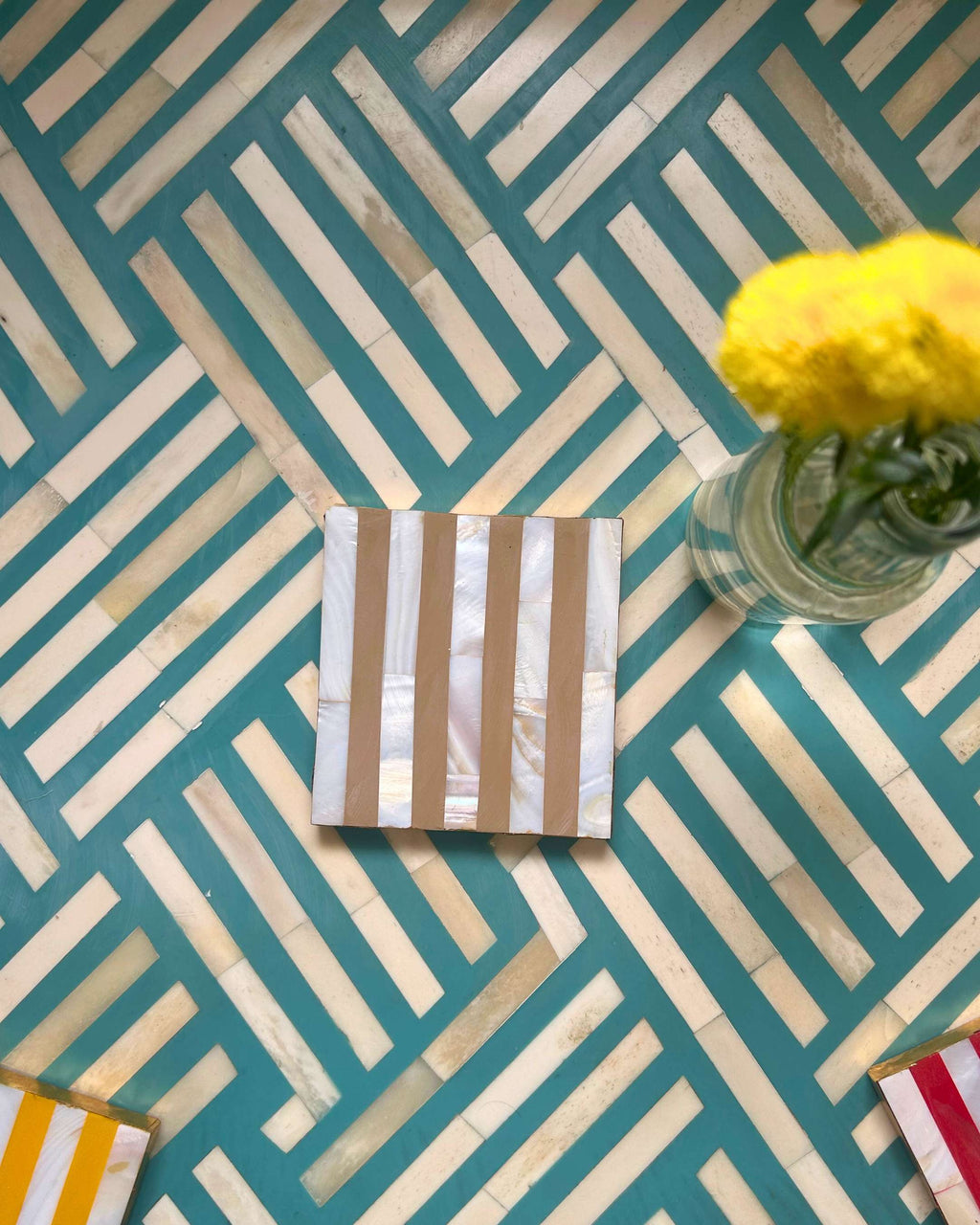 Mother of Pearl Stripe Coasters – Set of 4