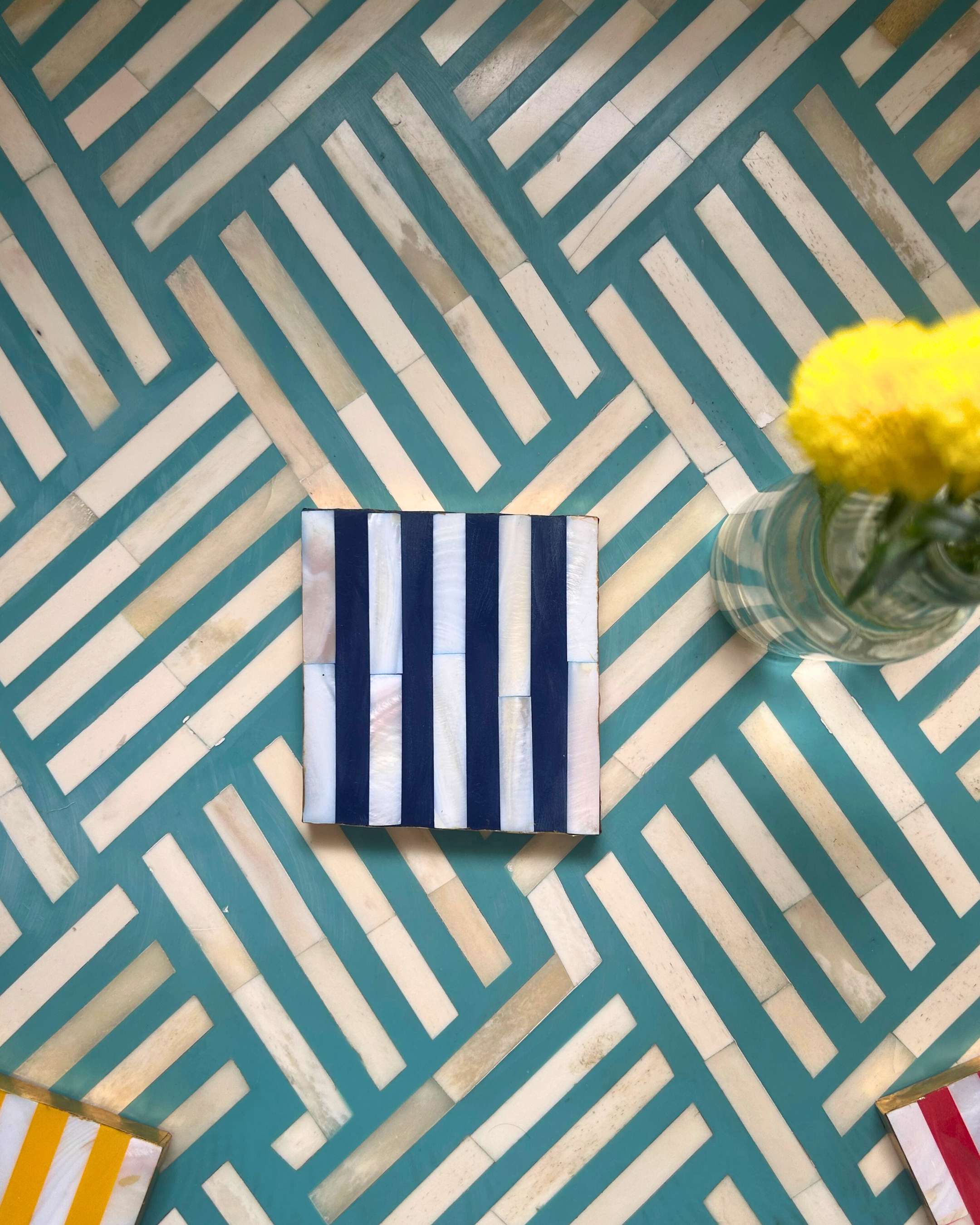 Blue Stripe Mother of Pearl Coaster