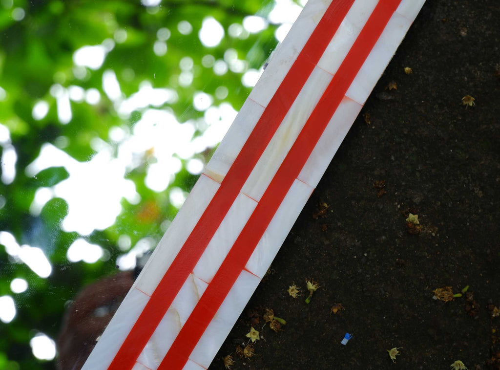 Red Stripe Mother of Pearl Wall Mirror