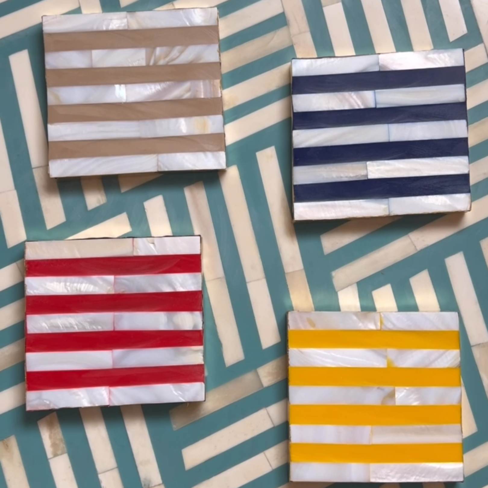 Mother of Pearl Stripe Coasters – Set of 4