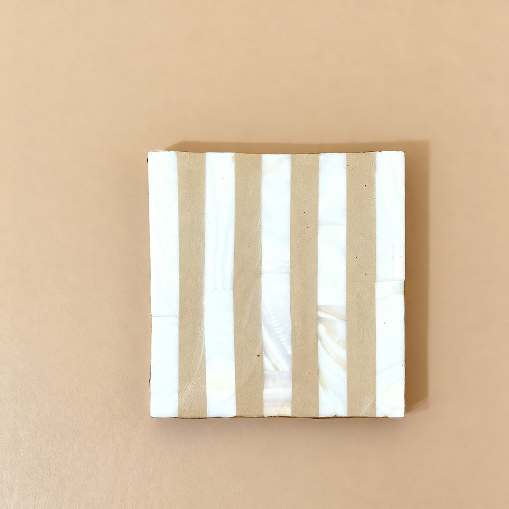 Beige Stripe Mother of Pearl Coaster