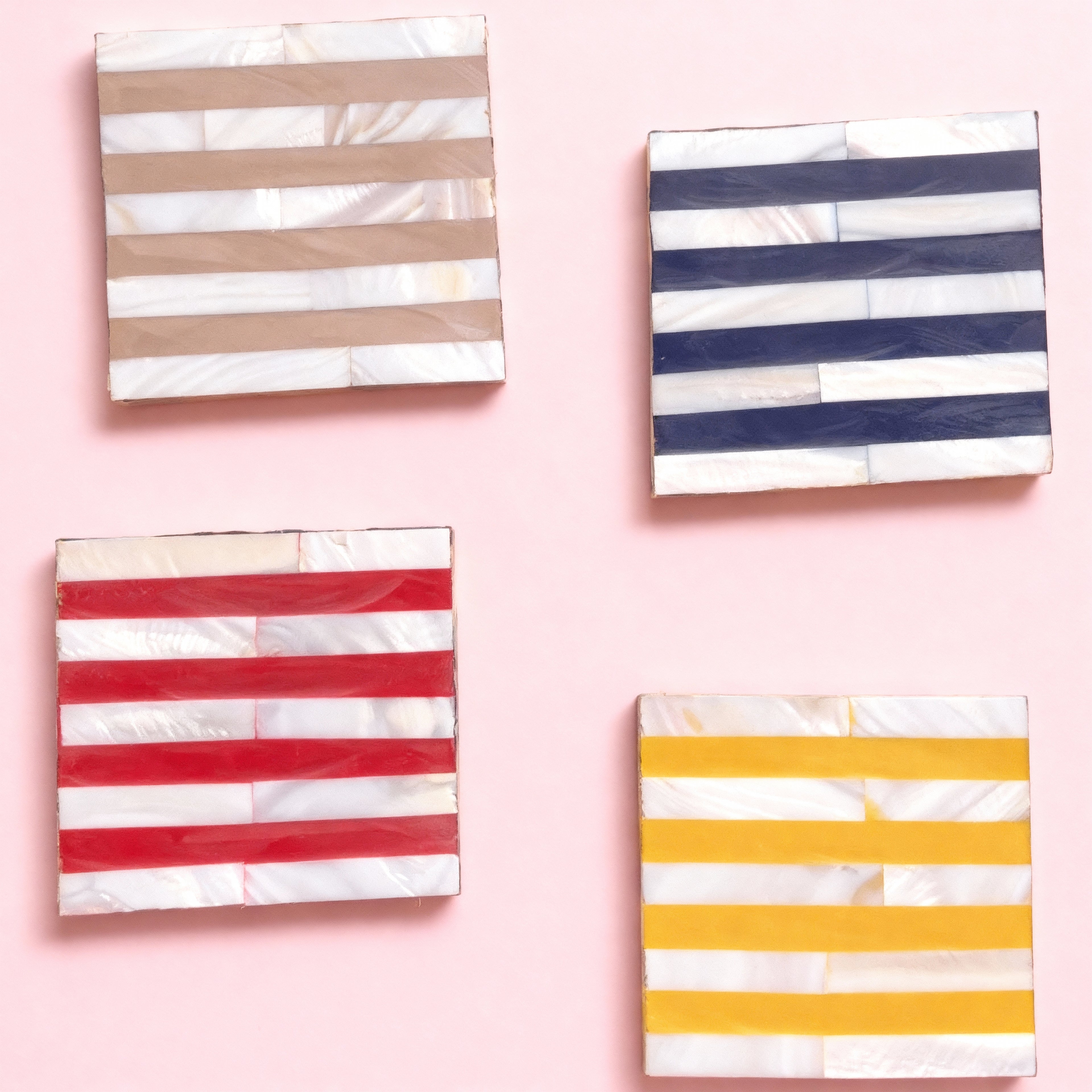 Mother of Pearl Stripe Coasters – Set of 4