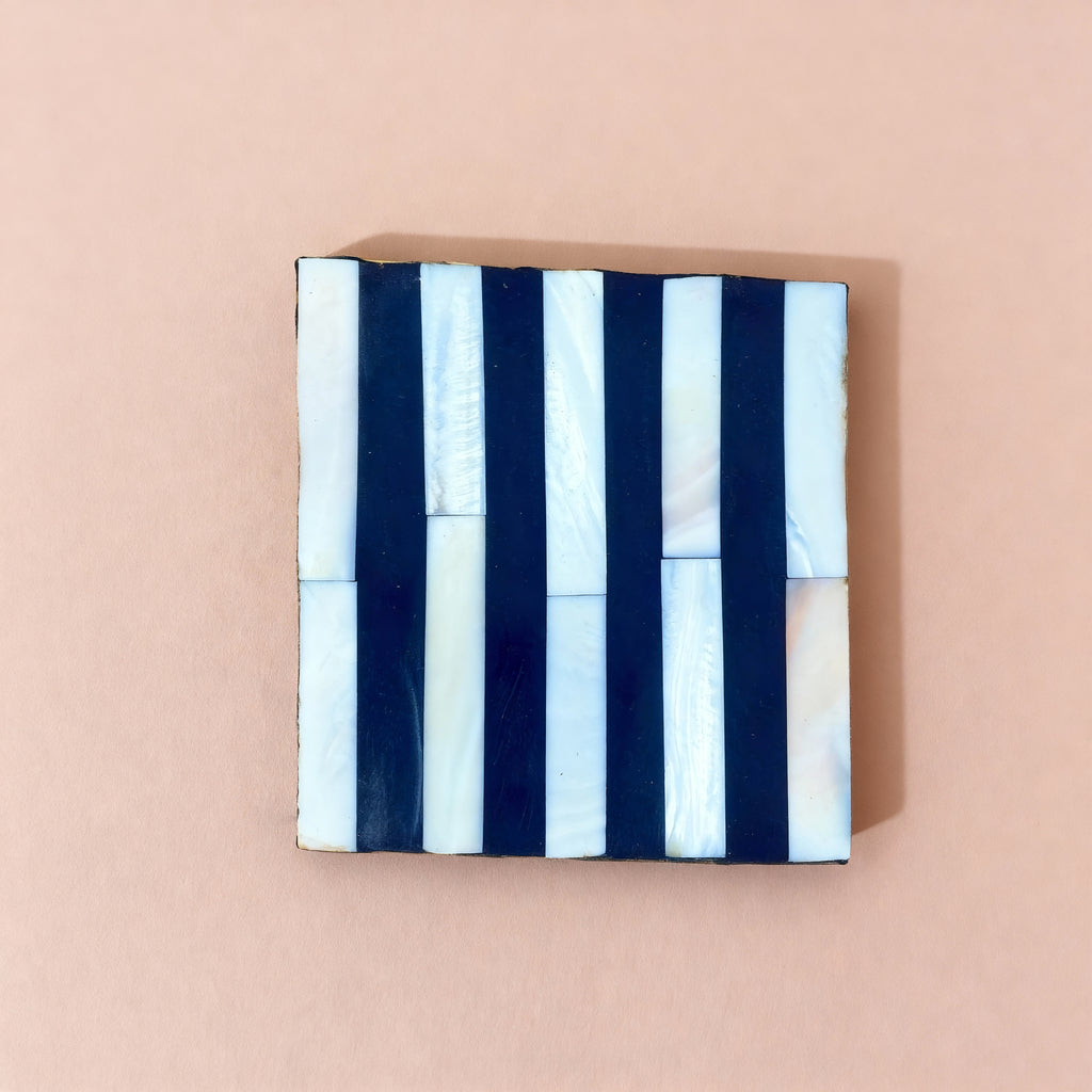 Blue Stripe Mother of Pearl Coaster